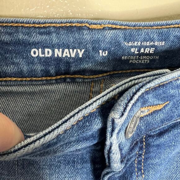 Old Navy Higher High Rise Flare Jeans 10 Raw Frayed Hem Secret Smooth Pockets - Picture 8 of 8